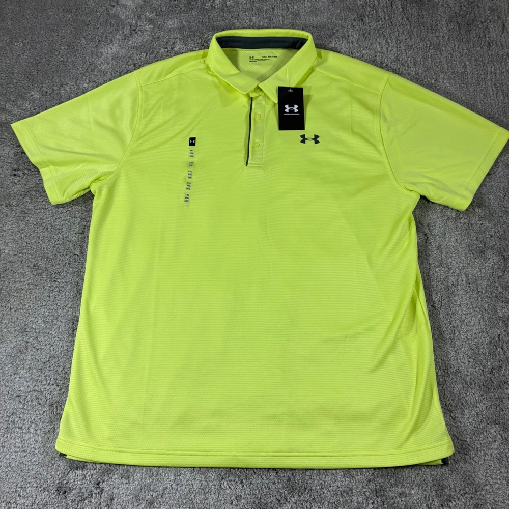 Under Armour UA Tech Polo Mens 2XL Sonic Yellow Golf Shirt NWT 1290140-727